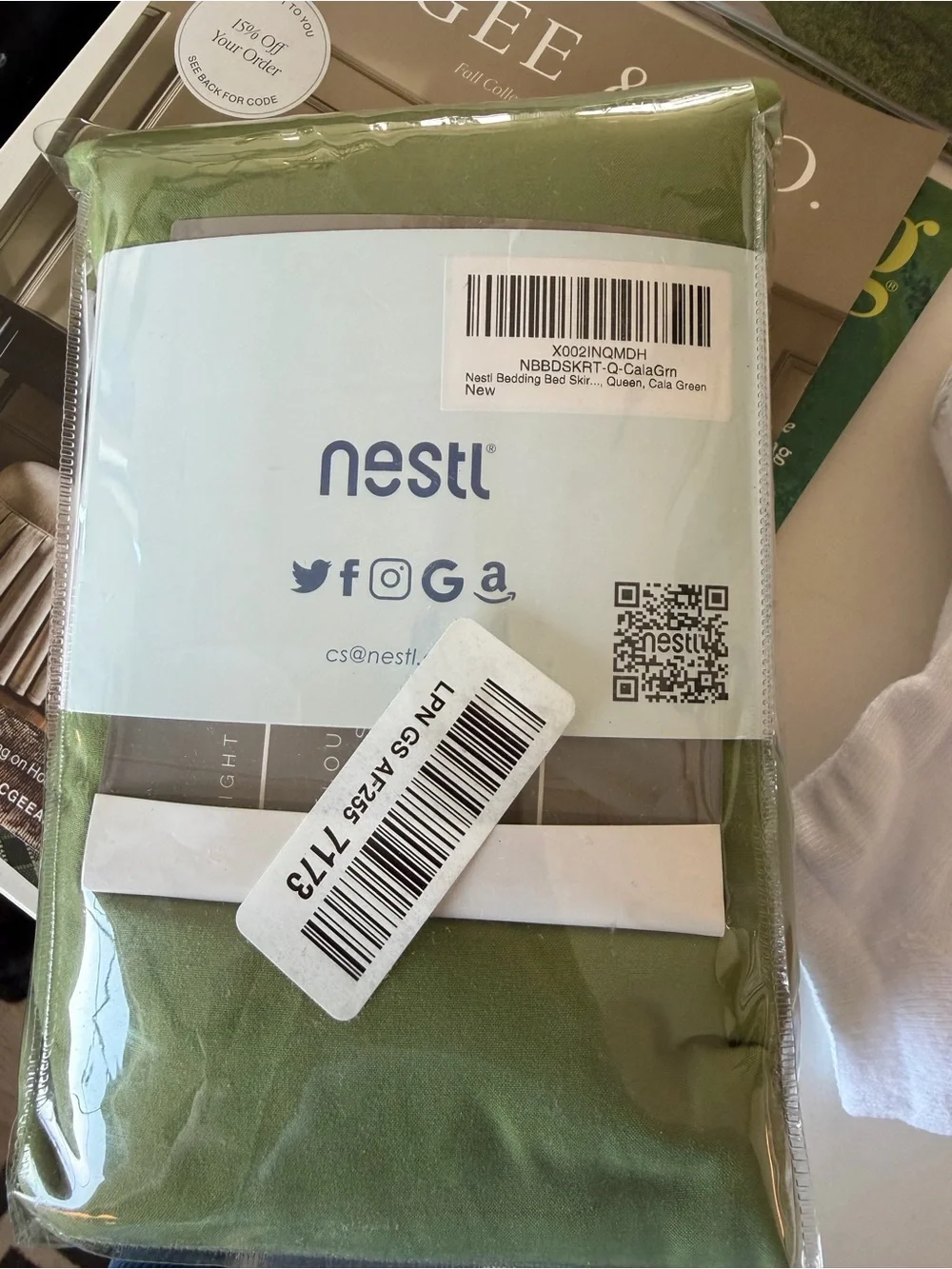 NESTL Green Pleated Bed Skirt - Tailored Calla Style
